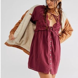 Free People Summer Strutting Dress in Burgundy Shade Small New With Tags